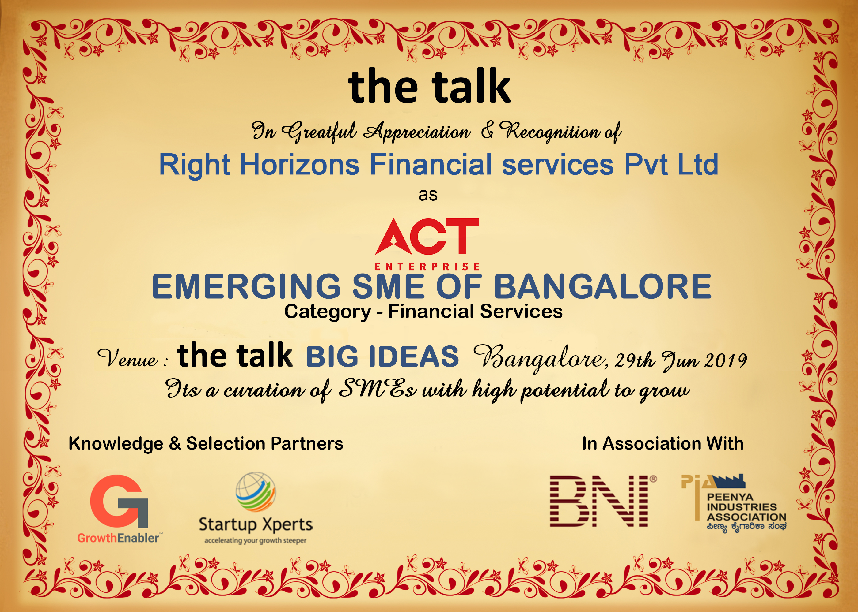 the talk - Big Ideas To Scale SME's And Startups The Westin, Hyderabad - 06th March 2019